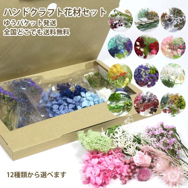 ハンドクラフト 花材セット ハンドメイド 詰め合わせ ハーバリウム 12種類 プリザーブドフラワー ...