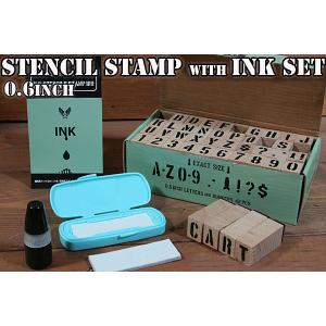 ステンシル スタンプ 専用インク付きセット Mサイズ 0.6インチ 1.5cm U.S. ミリタリー STENCIL DIY ペイント 手芸