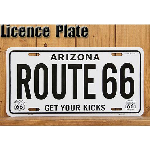 サインボード 看板 ROUTE66 ルート66 ARIZONA アリゾナ エンボスナンバープレート ...