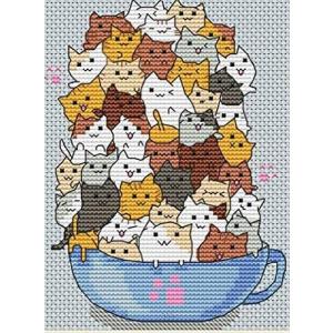 ししゅう糸 DMC糸 クロスステッチ刺繍キット 図案印刷なし カップ子猫群｜gs-shop
