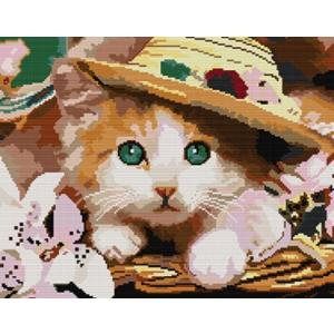 クロスステッチ刺繍キット 図柄印刷 帽子猫｜gs-shop