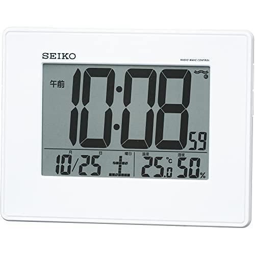 セイコー クロック 目覚まし時計 電波 デジタル 掛置兼用 カレンダー 温度 湿度 表示 大型画面 ...