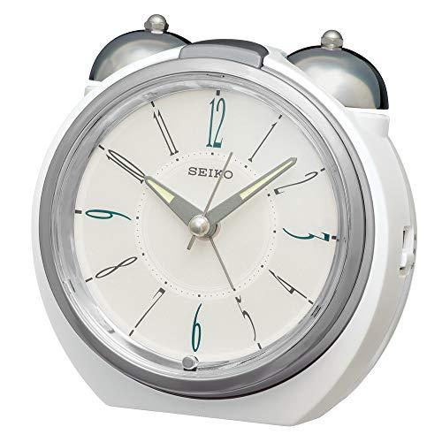 セイコークロック 置き時計 銀色 光沢 本体サイズ: 10.5×11.2×9.1cm 目覚まし時計 ...