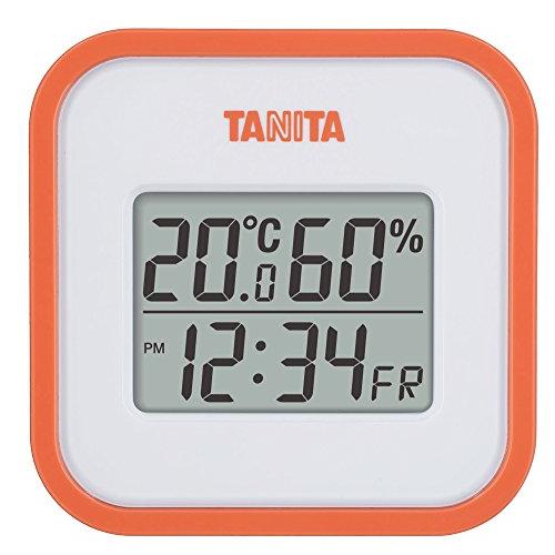 タニタ 温湿度計 時計 カレンダー 温度 湿度 デジタル 壁掛け 卓上 マグネット オレンジ TT-...