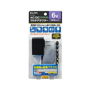 ELPA AC-DCマルチアダプター 6V スイッチング式 家庭用コンセントをDC6Vの電圧に変換 高容量1000ｍA ACD-060S｜gs-shopping