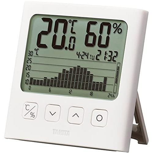 タニタ 温湿度計 時計 カレンダー 温度 湿度 デジタル グラフ付 ホワイト TT-580 WH 温...