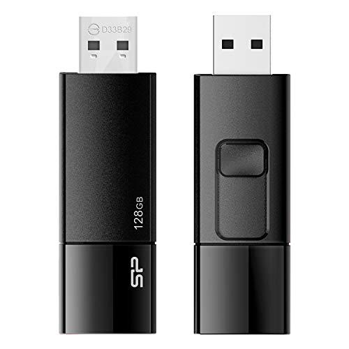 シリコンパワー USBメモリ 128GB USB3.0 スライド式 Blaze B05 ブラック S...