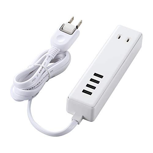 エレコム 電源タップ USB 1.5m USB×4個 AC差し込み口×2個 3.4A ホワイト MO...