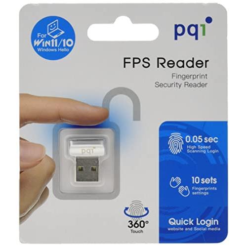 PQI USB指紋認証キー USBドングル Windows Hello機能対応 360°指紋センサー...
