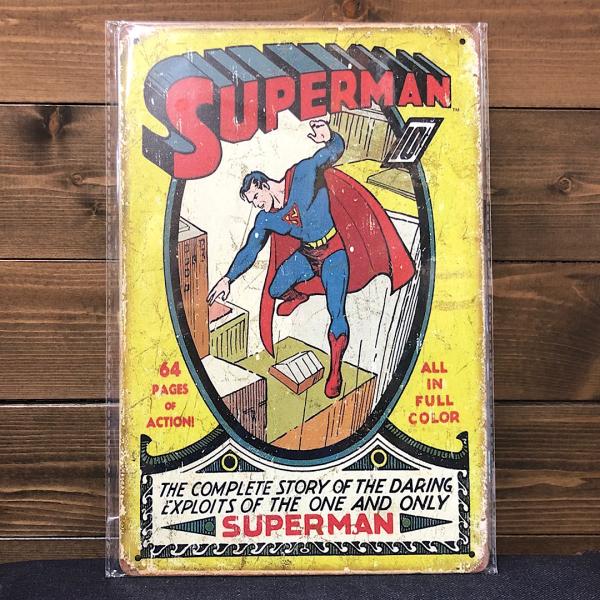 ティンサイン スーパーマン SUPERMAN DCコミック メタルサイン ブリキ看板 インテリア ア...