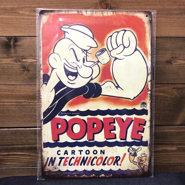 ティンサイン ポパイ POPEYE メタルサイン ブリキ看板 インテリア アメリカン雑貨