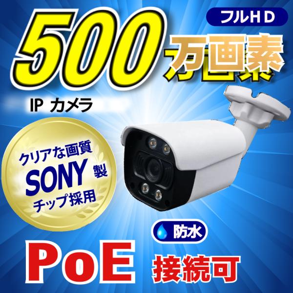 防犯カメラ SONY製 POE 500万画素 IP（LAN接続）  高画質 監視カメラ 屋外 屋内 ...