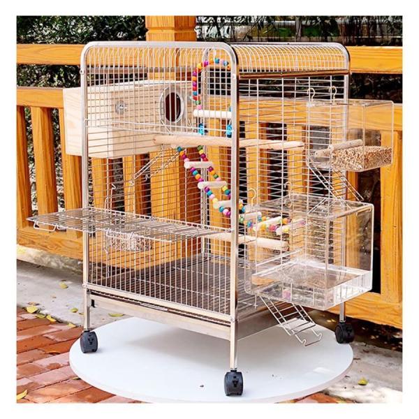 40*40*65CM 小さなオウムステンレス鋼鳥ケージ 鳥小屋鳥かごバードケージ鳥籠 フードカップ、...