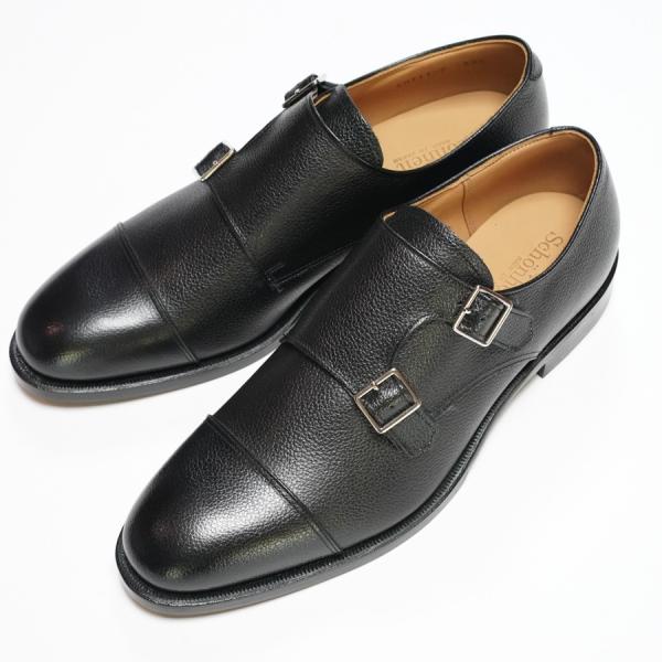 日本製グッドイヤーウエルト紳士靴 ショーンハイト ダブルモンク 「ライトシュリンク」型押し黒 SH1...