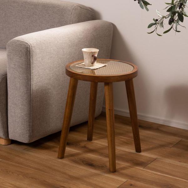 ラウンドガラステーブルS 北欧 モダン 家具 インテリア ナチュラル テイスト 新生活 天然木 ミン...