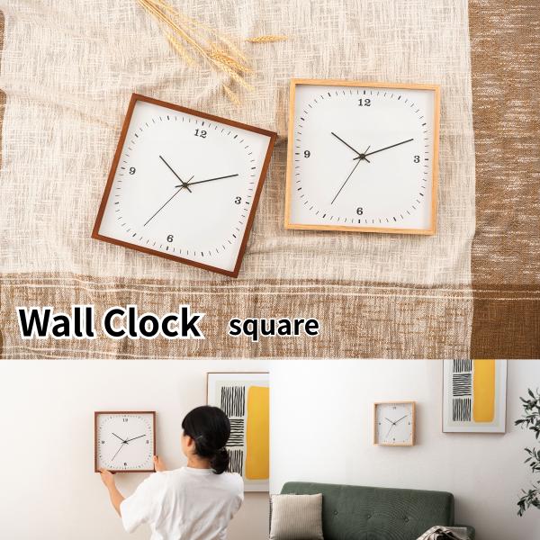 壁掛け時計 ウォールクロック スクエア型 北欧 静音 かけ時計 寝室 リビング オフィス シンプル ...