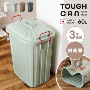 ゴミ箱 60L 大容量 ペールカン フタ付き 屋外 ポリエチレン製 ロック付き カバーセイバー付き 日本製 3年保証 ごみ箱｜gtsc