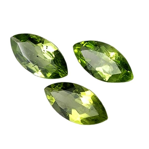 宝石質 ペリドット AAA 天然石ルースストーン マーキスファセットカット10×5mm （３粒セット...