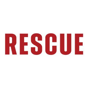 【特大サイズ 35.5cm×10cm】RESCUE 透明ステッカーRED