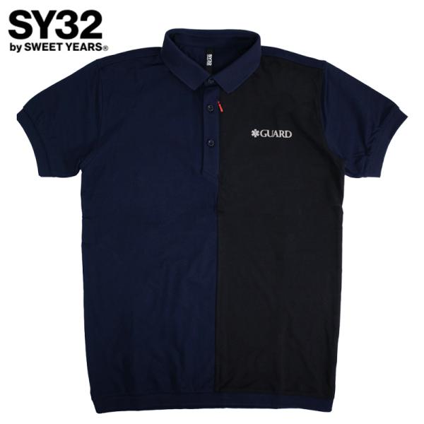 【アウトレット】GUARD×SY32 CRAZY POLO 切替デザイン ポロシャツ メンズ ストリ...
