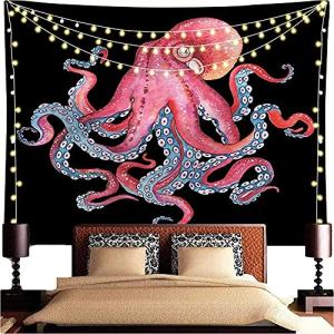 タコ クラゲ イカ クラーケン オクトパス 蛸 オシャレ 模様替え 布 130cmX150cm