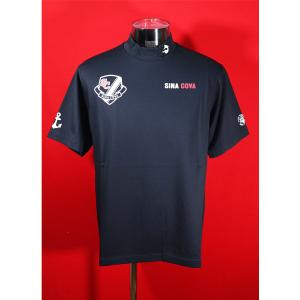 ★シナコバ＜2023年　新作・３０％OFF＞春夏半袖ハイネックＴシャツ＜Lサイズ・LLサイズ＞ネイビー-ea68