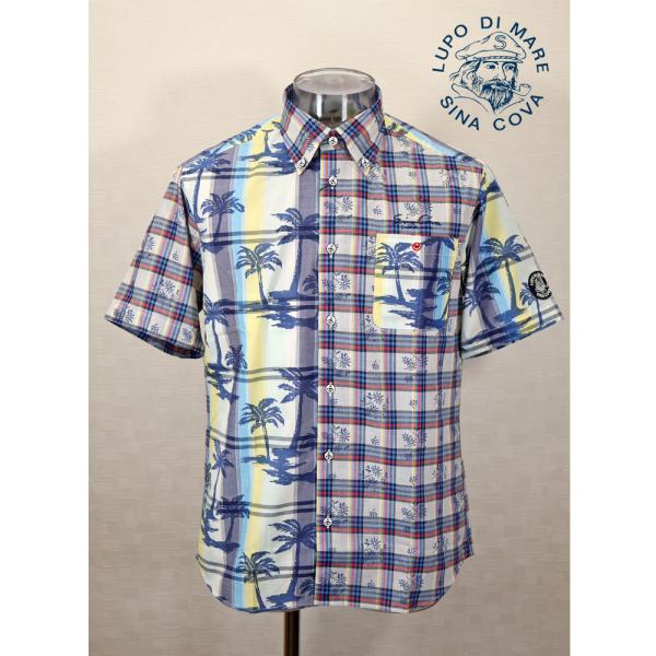 ★シナコバ【*001*】【*BIG SALE*】50％OFF・春夏半袖アロハシャツ＜Mサイズ＞ブル-...