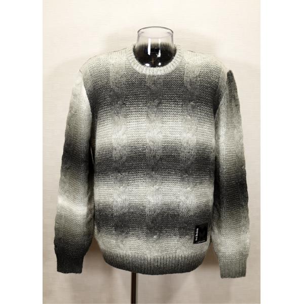 ★２０２４ 秋冬 新作・ミラショーン【*004*】４0%OFF・かすりボーダーケーブル編みクルーネッ...