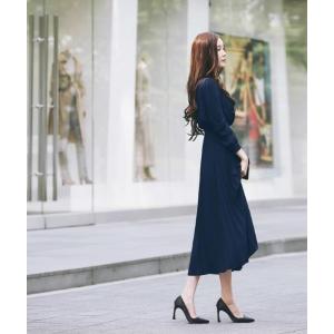 ワンピース ロング丈 長袖 フレア シフォン ...の詳細画像4