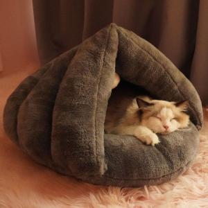 猫 ベッド 冬 ペットベッド 冬用 洗える 暖かい ドーム型 ふわふわ あったか 猫ハウス 防寒 ペット寝袋 小型犬ベッド こたつ ペットハウス ねこ ネコ寝床