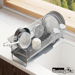 水切りラック ステンレス鋼 水切りかご スリム 幅51×奥行21×高さ18cm 大容量 キッチン収納 食器乾燥 水切りバスケット 皿立て 水切りトレー