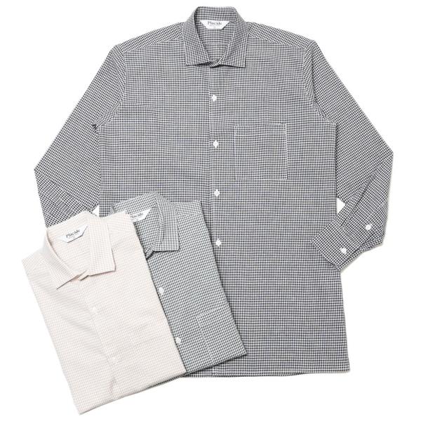Placide（プラシーデ）コットンギンガムチェックワイドカラーシャツ 11032401172   ...