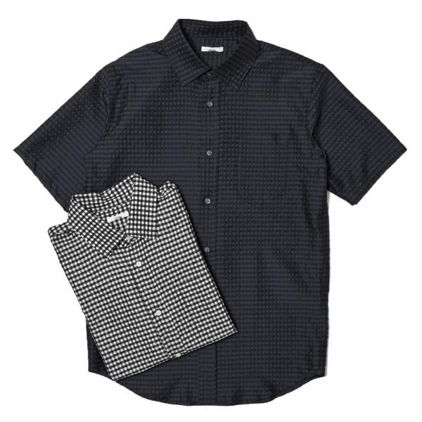 【SALE40】moncao（モンサオ）シルクカシミアギンガムチェックレギュラーカラーS/Sシャツ ...