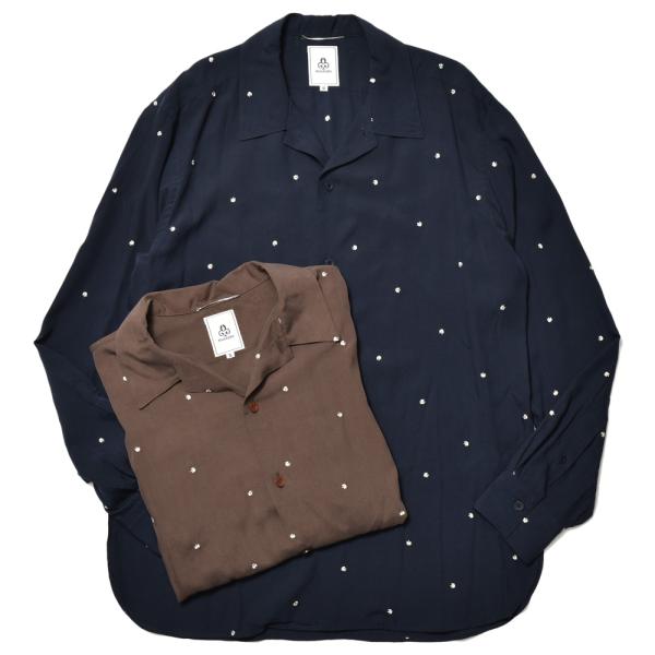 【SALE40】mando（マンド）キュプラクローバーエンブロイダリーオープンカラーシャツ 2439...