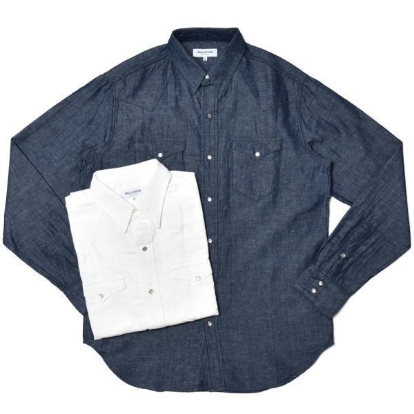 MILA SCHON MILANO（ミラ ショーン ミラノ）コットンリネンシャンブレ―ウエスタンシャ...