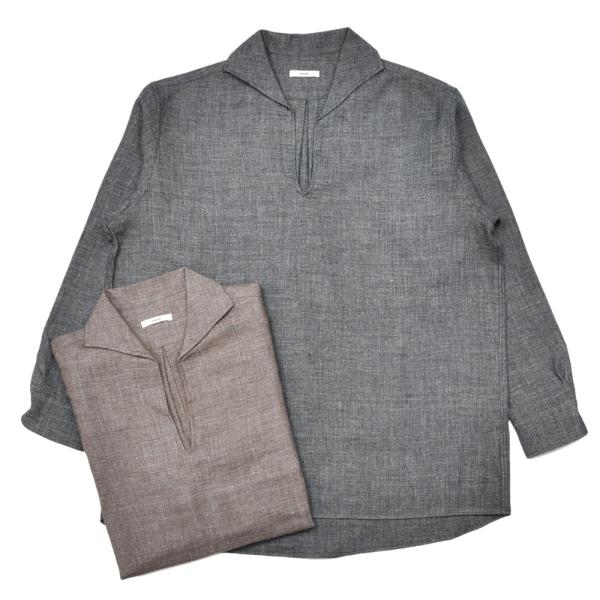 【SALE40】moncao（モンサオ）ウールリネンスキッパーシャツ M021357 1105140...