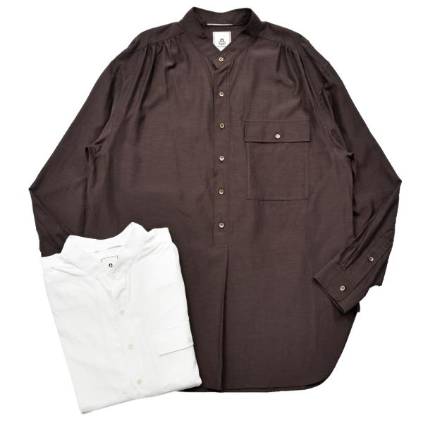 【SALE30】mando（マンド）レーヨンコットンバンドカラープルオーバーシャツ 25395-00...