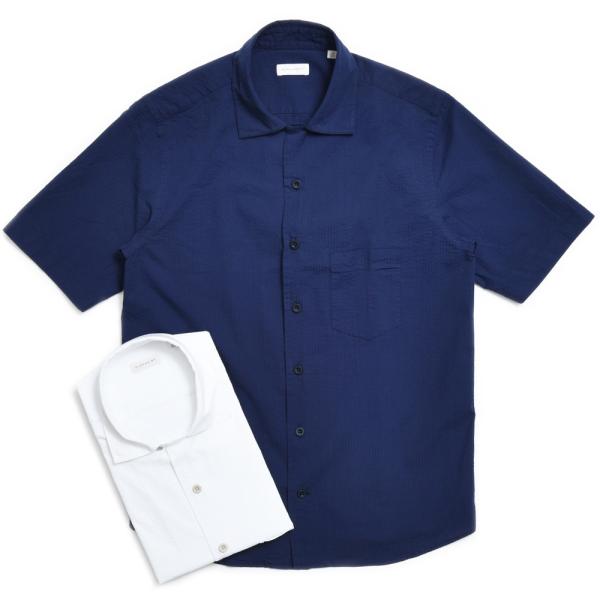 GLANSHIRT（グランシャツ）コットンシアサッカーS/Sオープンカラーシャツ 476-32401...