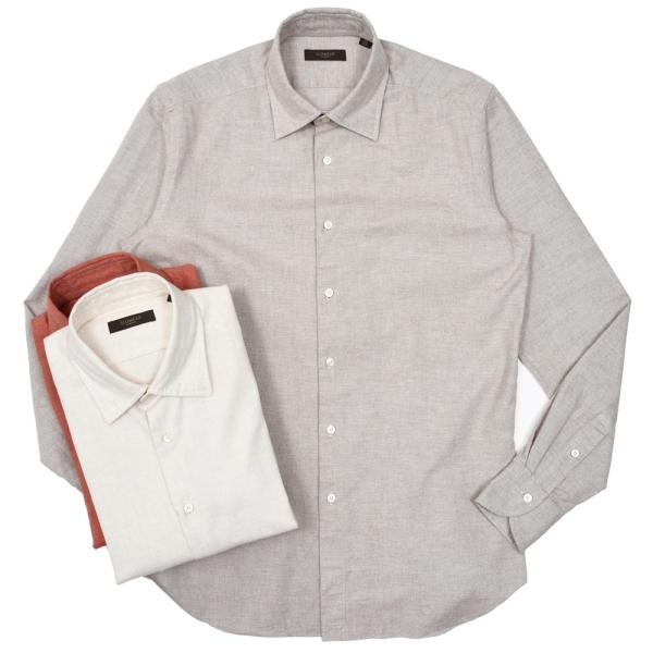 GLANSHIRT（グランシャツ）コットンライトネルセミワイドカラーシャツ 476-41403(M)...