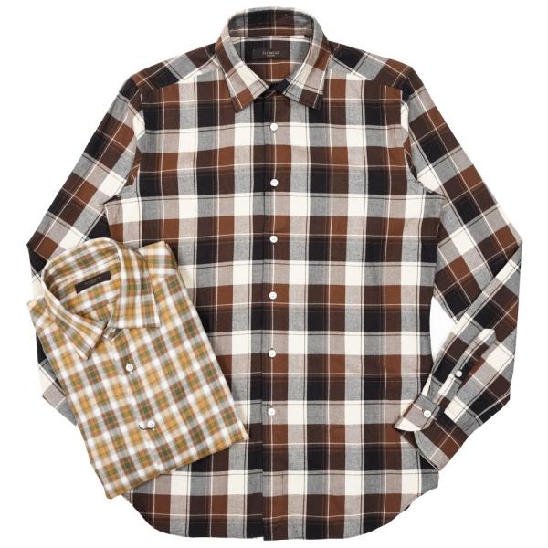 GLANSHIRT（グランシャツ）コットンライトネルチェックセミワイドカラーシャツ 476-4140...