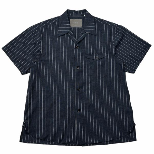 la favola（ラファーヴォラ）リネンポリエステルストライプS/Sオープンカラーシャツ S11 ...