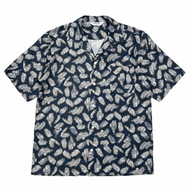 【SALE30】Placide（プラシーデ）リネンレーヨンボタニカルオープンカラーS/Sシャツ 11...