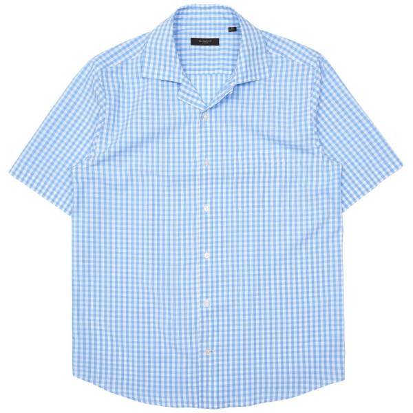 【SALE30】GLANSHIRT（グランシャツ）コットンギンガムチェックS/Sコンバーティブルカラ...