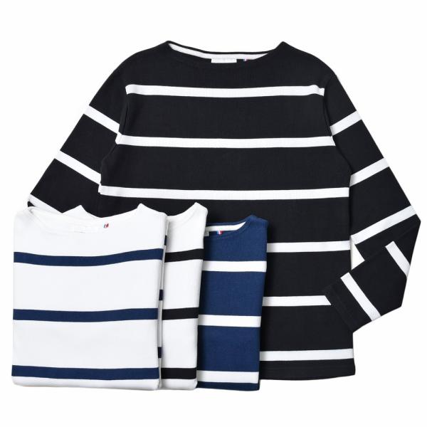 MAISON CORNICHON（メゾン コルニション)コットンフライスボーダーボートネックL/Sカ...