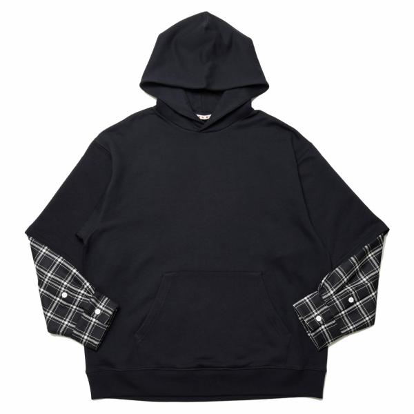 MARNI（マルニ）コットンスウェット×ウールチェックコンビフーディ FUMU0110Q5 UTC0...