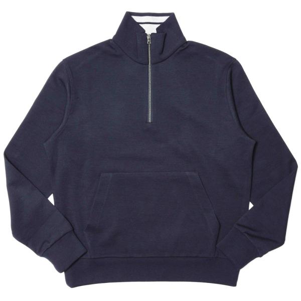 HERNO（ヘルノ）ウールコットンダブルフェイスハーフジップスタンドカラーニット JL00001UR...