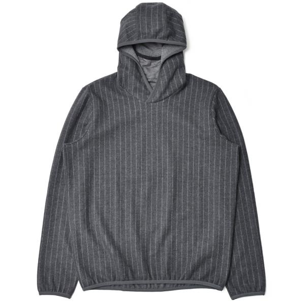 SEASE（シーズ）DRONE HOOD ウールフリースチョークストライププルオーバーフーディー S...