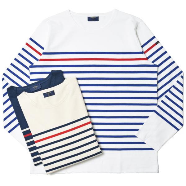 Le Minor（ル ミノア）コットンパネルボーダーL/Sクルーネックカットソー 61928H/D6...