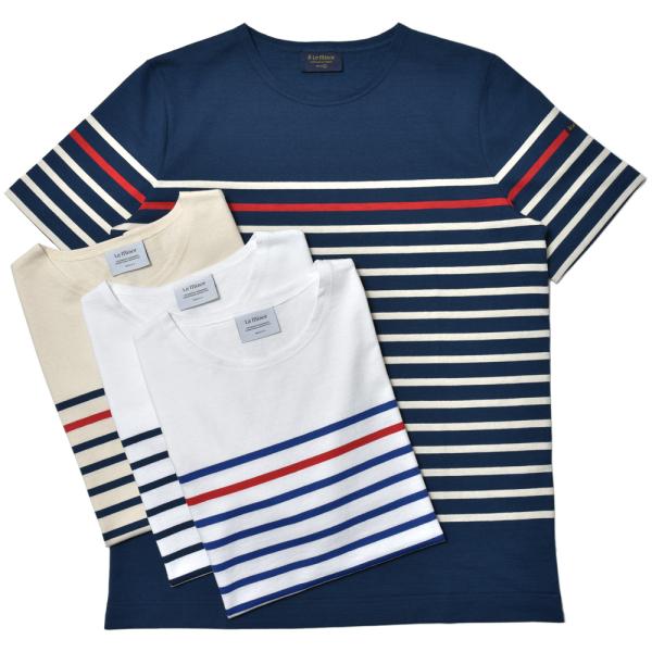 Le Minor（ル ミノア）コットンパネルボーダーS/Sクルーネックカットソー 61147H 12...