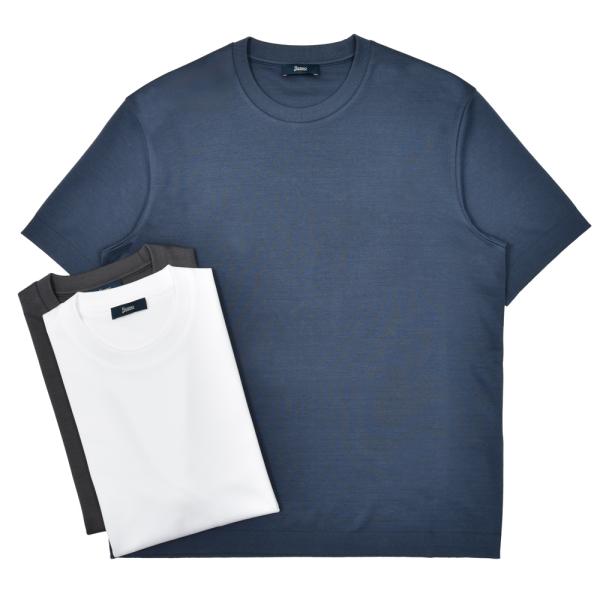 HERNO（ヘルノ）コットンニットエフェクトジャージS/Sクルーネックカットソー JG000206U...